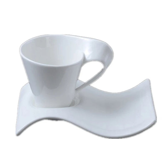 European Ceramic Espresso Cup Set with Spoon & Holder - 3-Piece