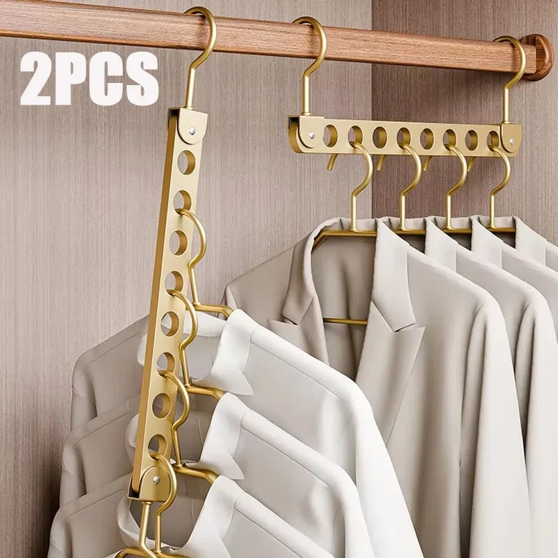 Foldable Rotatable Metal Hanger Storage Rack 6/8 Holes Organizer