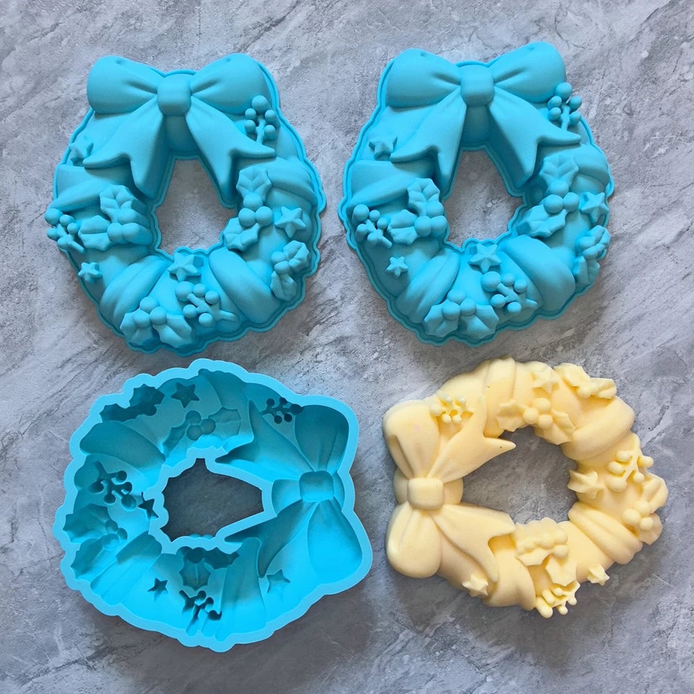 Large Bow & Wreath Silicone Cake Baking Mold - Food Grade Non-Stick
