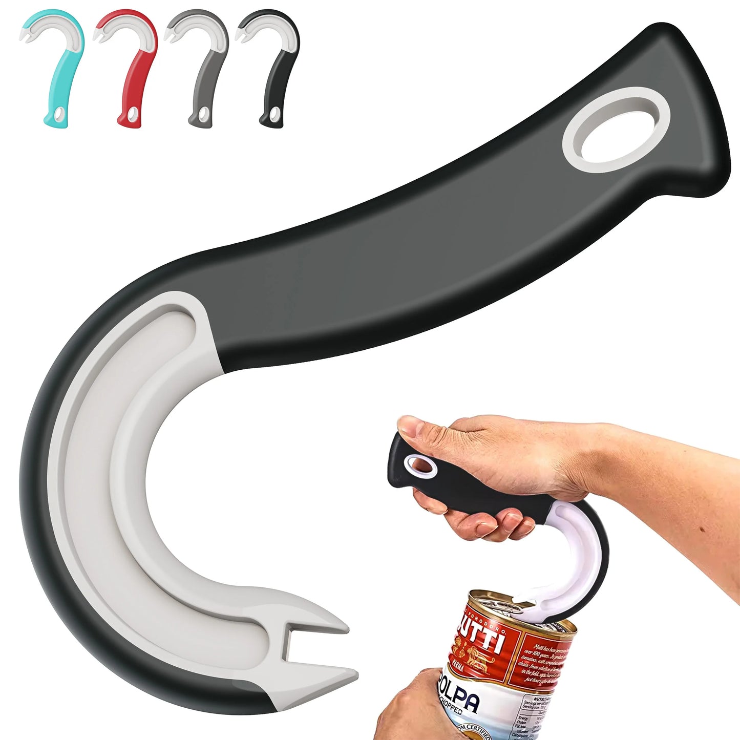 Easy-Grip Hook Can Opener - Durable Plastic Home & Restaurant Tool
