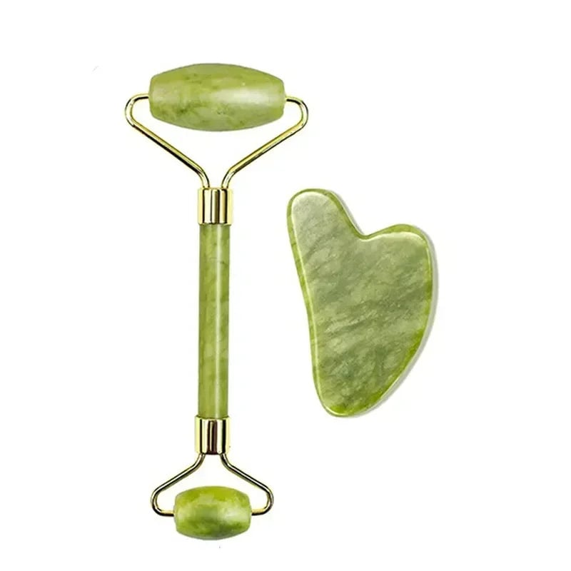 Natural Jade Roller Gua Sha Massager Face Neck Body Eye Care Tool
