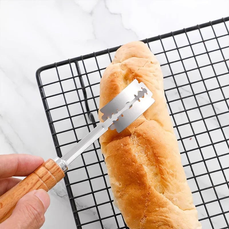 5-Blade Bread Dough Cutter Wooden Handle Baguette Pastry Knife