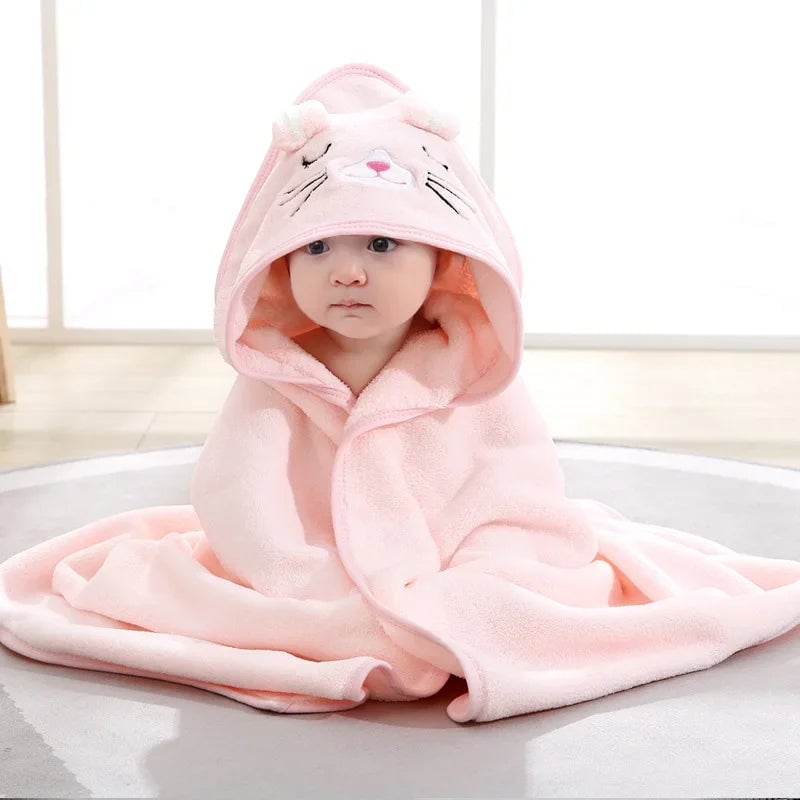 Hooded Baby Bath Towel Cartoon Animal Soft Newborn Bathrobe Blanket