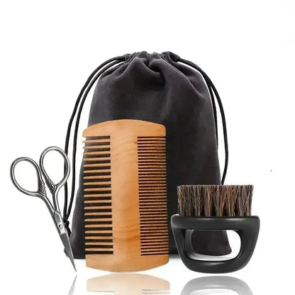 Professional Boar Bristle Wood Handle Beard Shaving Brush Kit