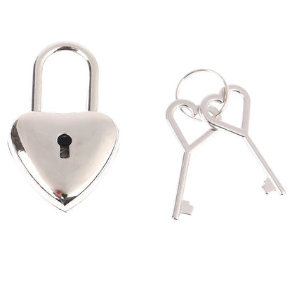 Silver Heart Mini Padlock with Key - Travel Luggage Jewelry Lock