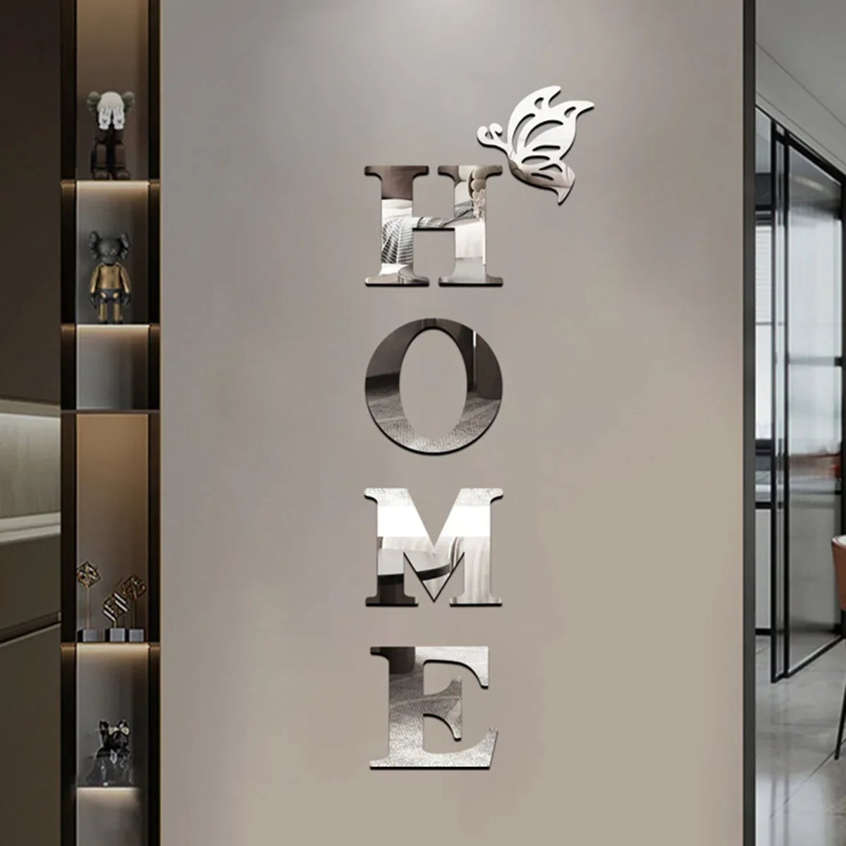 3D Mirror Wall Sticker Acrylic Home Logo Entrance Decor - Reflective