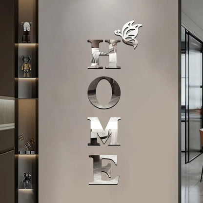 3D Mirror Wall Sticker Acrylic Home Logo Entrance Decor - Reflective