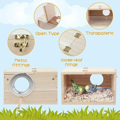 Transparent Parakeet Cockatiel Nesting Box Easy Clean Bird House