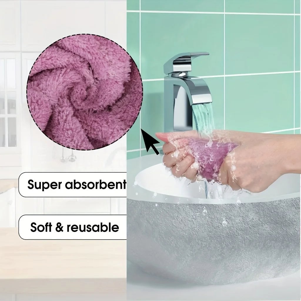 10PCS Double Sided Microfiber Dish Cloths Kitchen Cleaning Towels