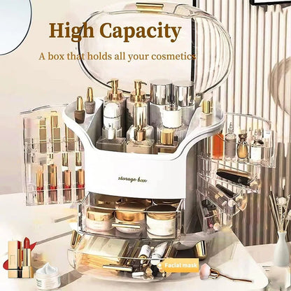 Waterproof Makeup Organizer with Lid & Drawers - Countertop Storage