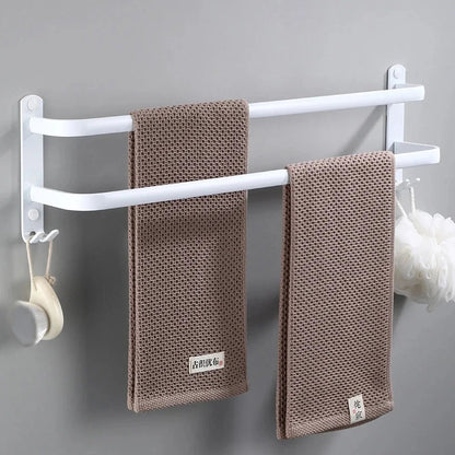 White Aluminum Wall Mount Bathroom Towel Rack Bar with Shelf Hook
