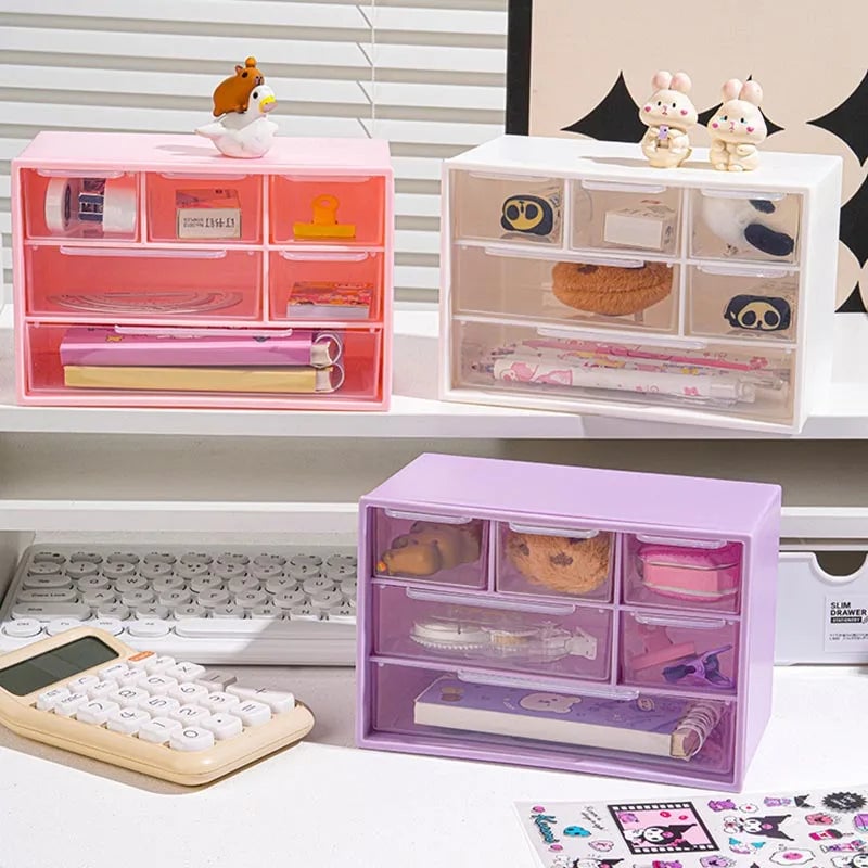 9 Grid Desktop Storage Box Jewelry Cosmetic Organizer with Drawer