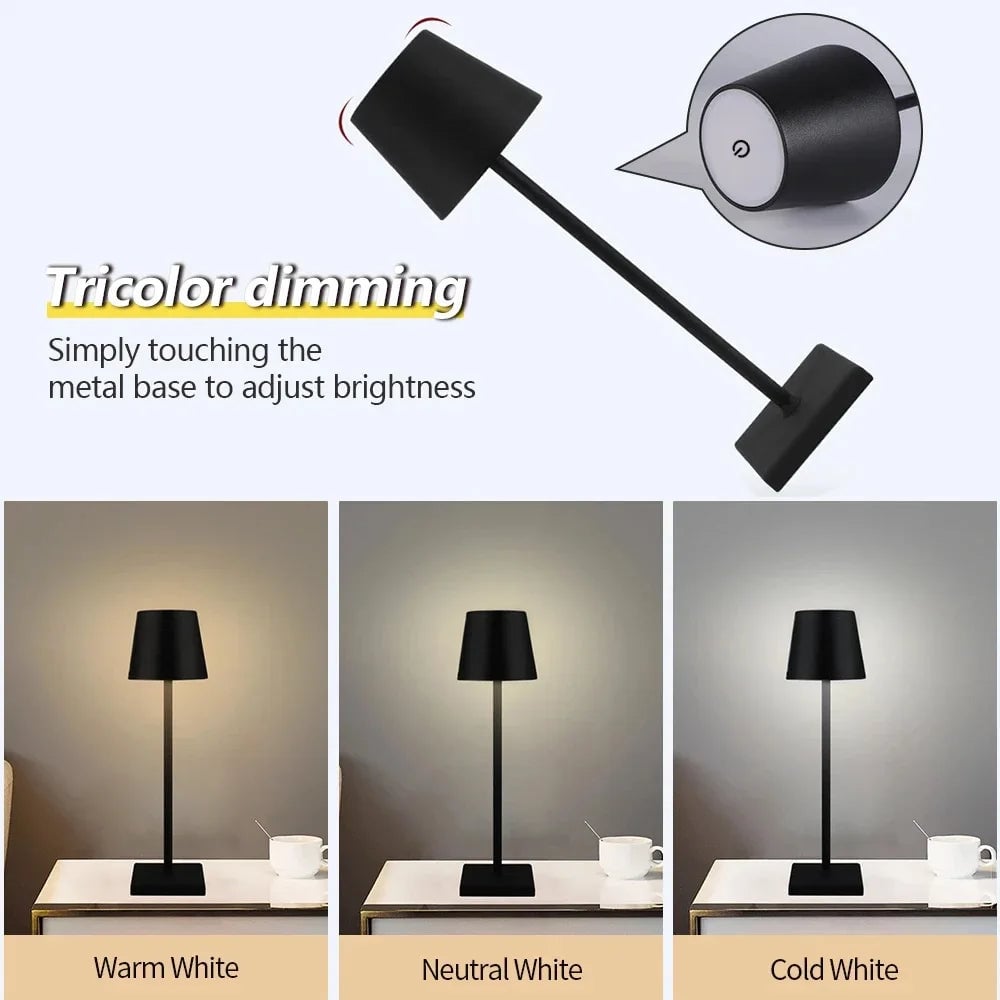 USB Rechargeable LED Touch Desk Lamp Waterproof Wireless Table Light