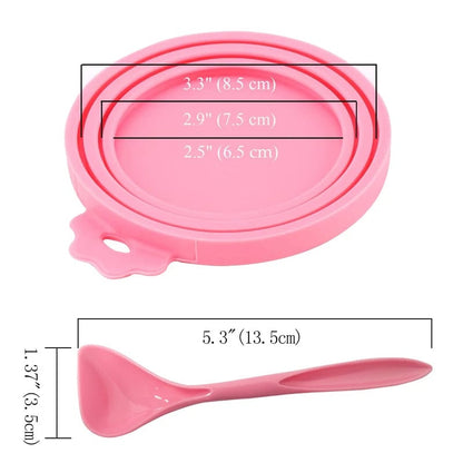 2pcs Reusable Silicone Pet Food Can Covers with Spoon for Dogs Cats