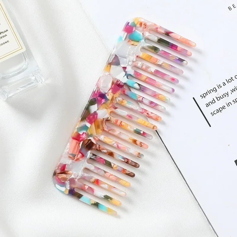 Wide Tooth Acetate Hair Comb Anti Static Korean Massage Hairbrush