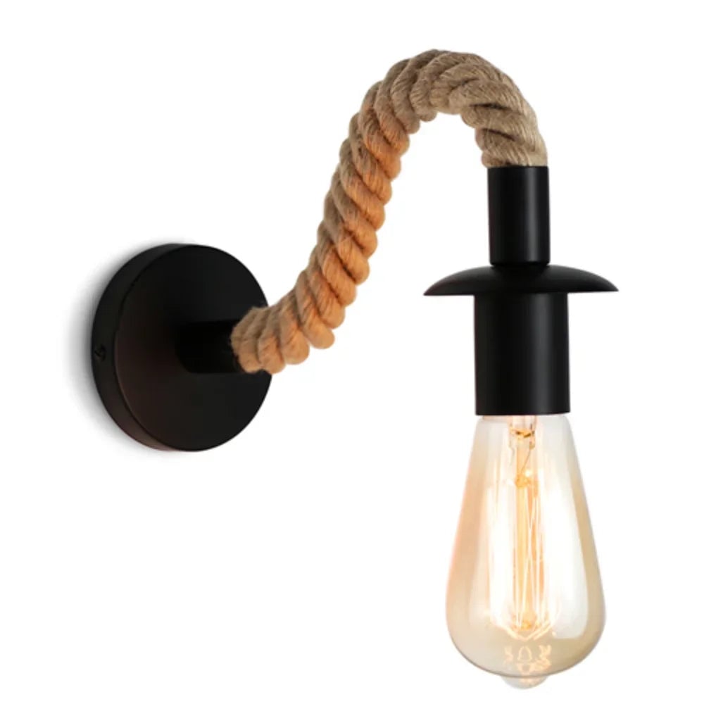Industrial Hemp Rope Iron Wall Vintage Lamp