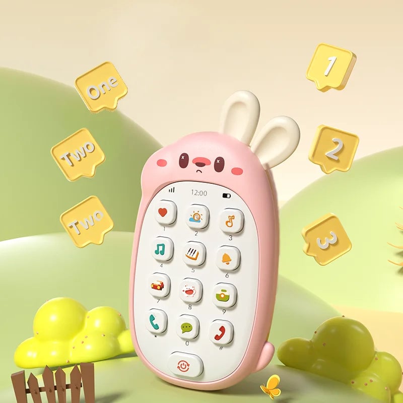 Rabbit Phone Toy - Chewable Music Mobile Teether Puzzle Baby Toy