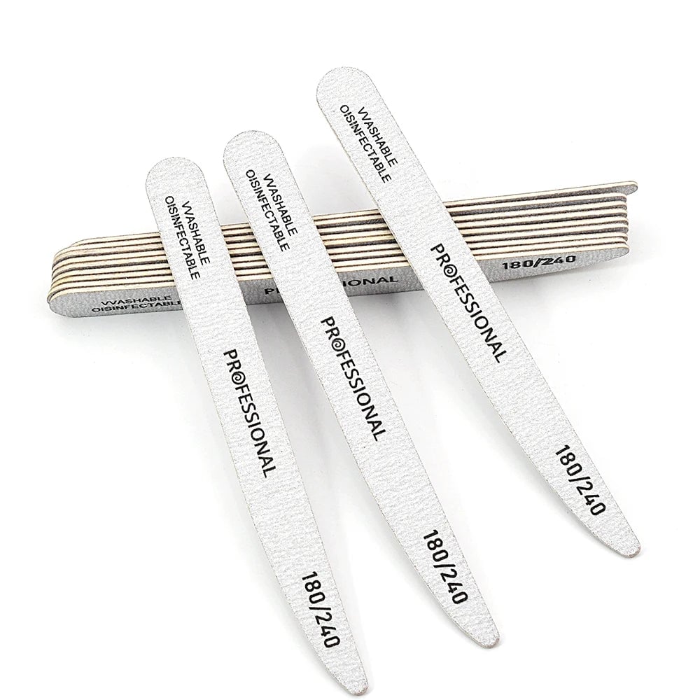 10pcs Wooden Nail Files 100/180/240 Grit Emery Board Manicure Set