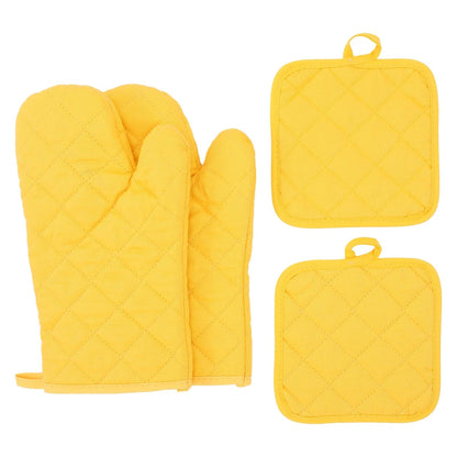 4-Piece Insulated Oven Gloves Set - Heat Resistant Kitchen Gloves