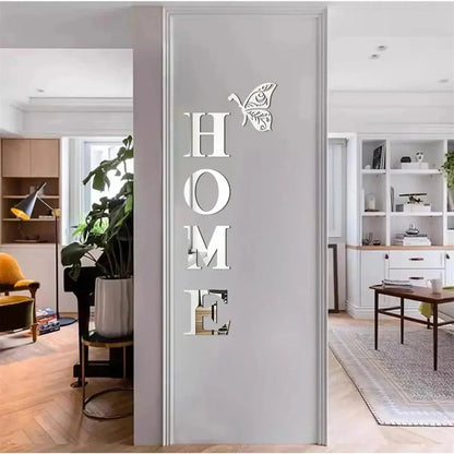 3D Mirror Wall Sticker Acrylic Home Logo Entrance Decor - Reflective