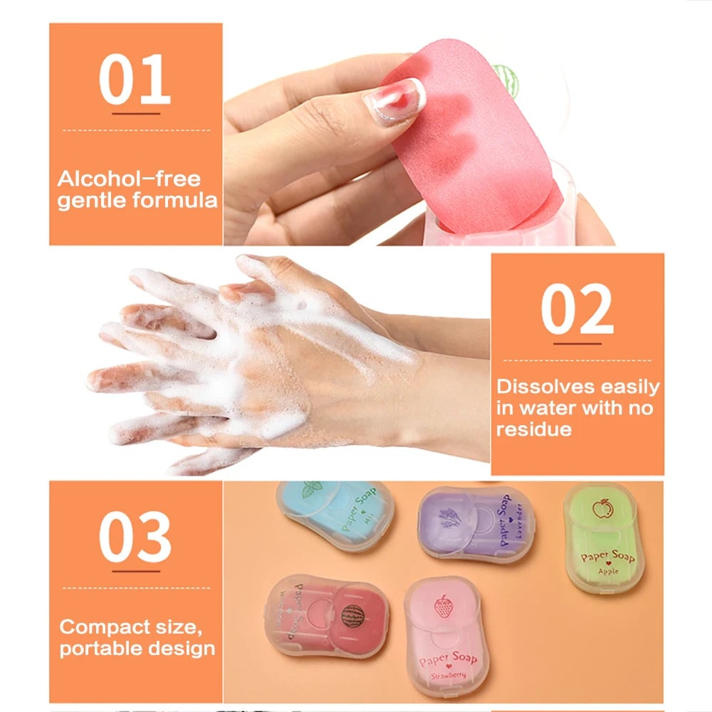 Portable Hand Soap Sheets 50ct Travel Dissolving Cleanser Wipes