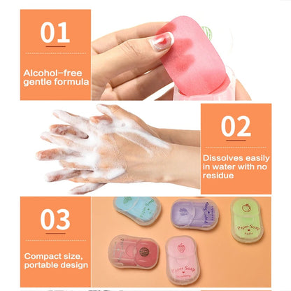 Portable Hand Soap Sheets 50ct Travel Dissolving Cleanser Wipes