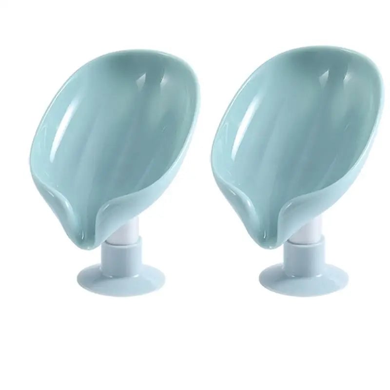 2pcs Draining Soap Dish Suction Cup Wall Mount Punch Free Storage