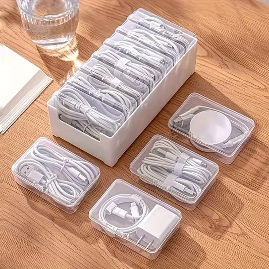 Durable Plastic Cable Organizer Storage Box Set - Office Cord Management