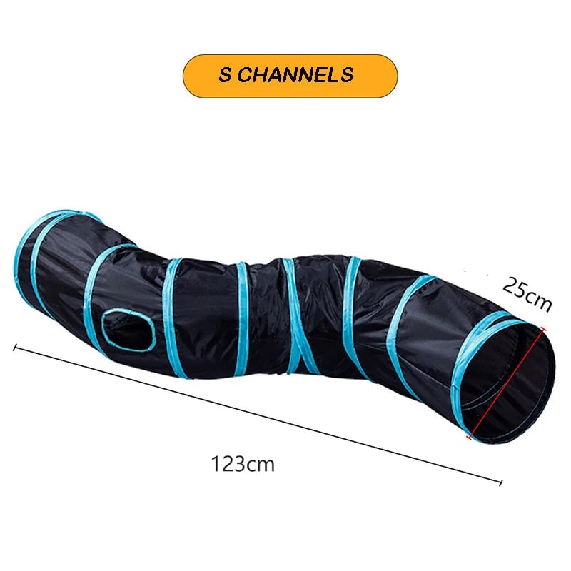 Foldable Cat Tunnel with Crinkle Paper - S Shape Play Tunnel