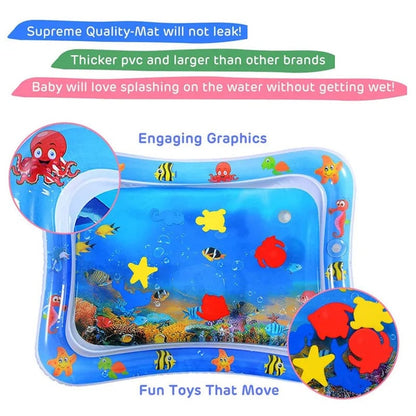 Inflatable Water Play Mat - Tummy Time Activity Pad for Babies