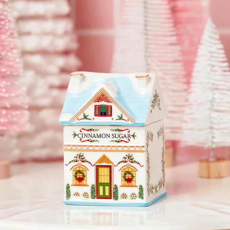 Mini Gingerbread House Spice Jar Set Holiday Village Kitchen Decor