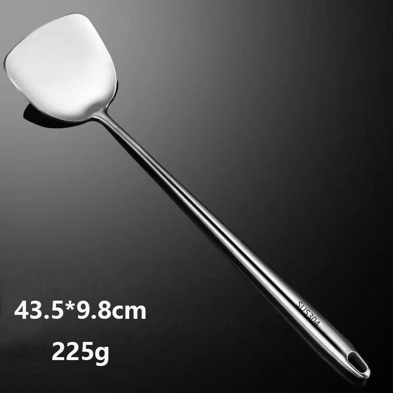 304 Stainless Steel Wok Spatula & Slotted Turner Rice Spoon Set