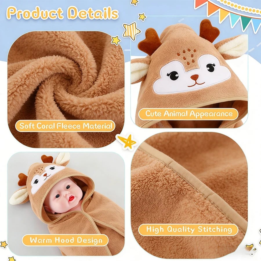 Baby Animal-Shaped Hooded Bathrobe - Quick-Dry Soft Bath Towel Wrap