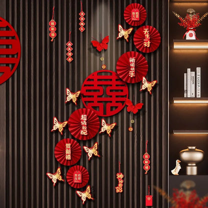 Chinese Wedding Wall Decoration Set - Romantic Room Entry Characters