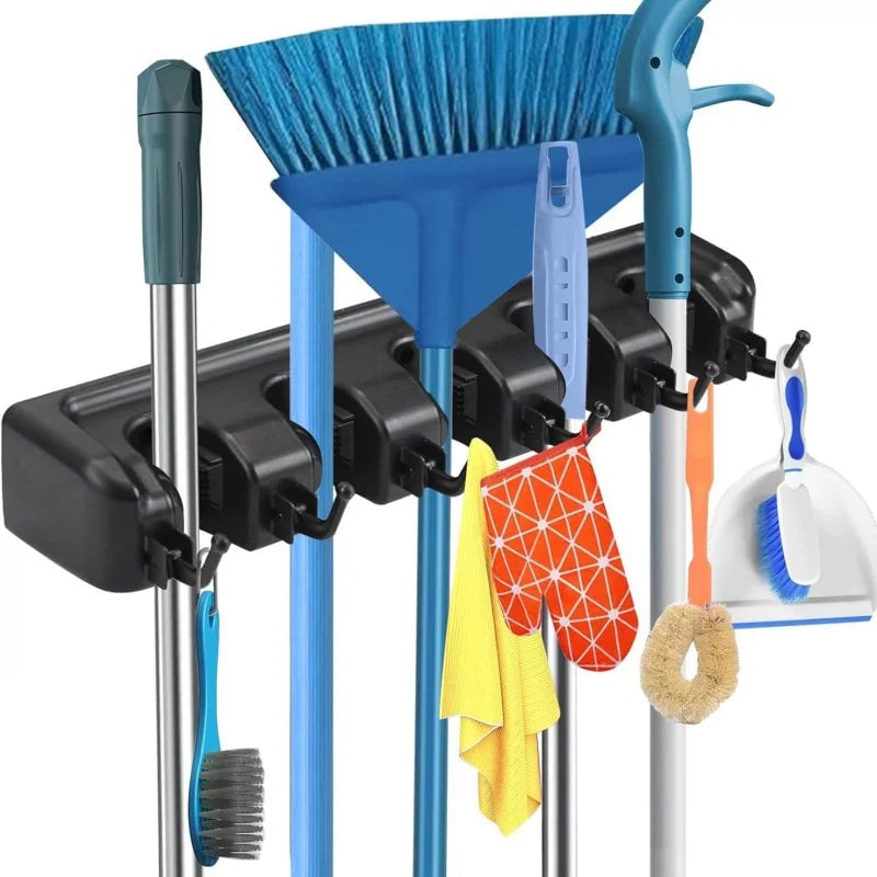 Wall Mount Mop Holder Hook - Kitchen Bathroom Broom Organizer