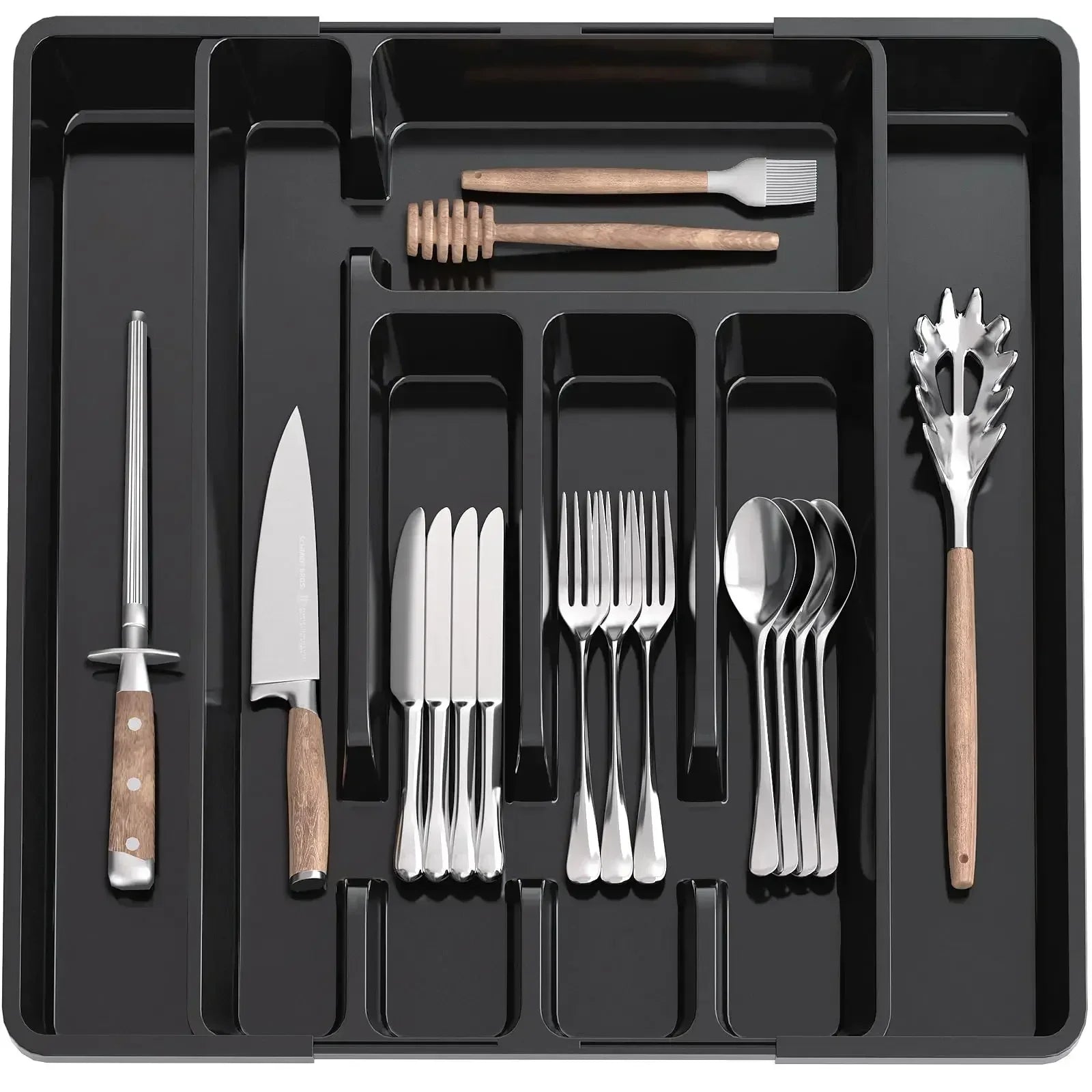 Adjustable Kitchen Drawer Organizer Tray - Expandable Cutlery Storage