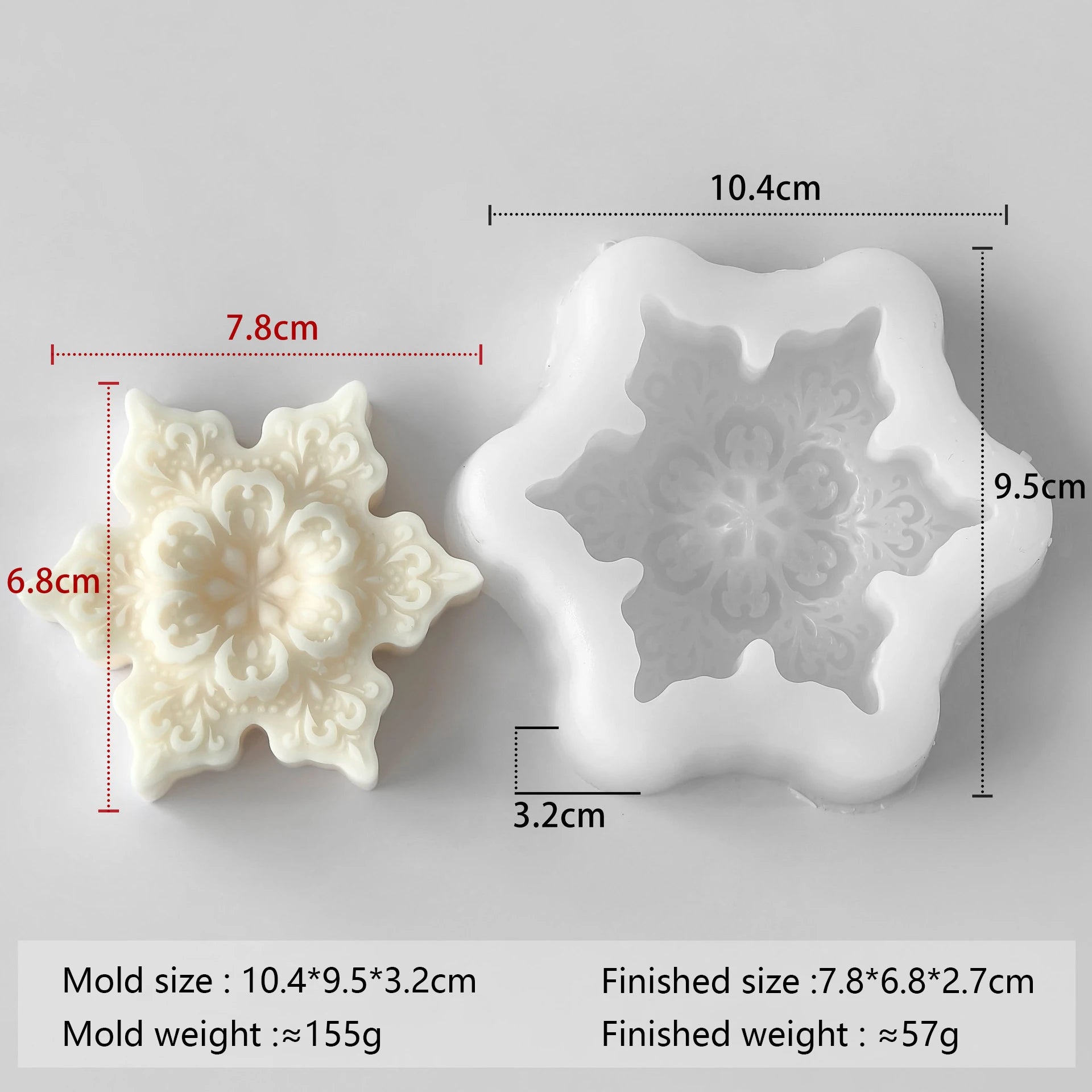Snowflake Candle Silicone Mold - Christmas Soap Wax DIY Craft