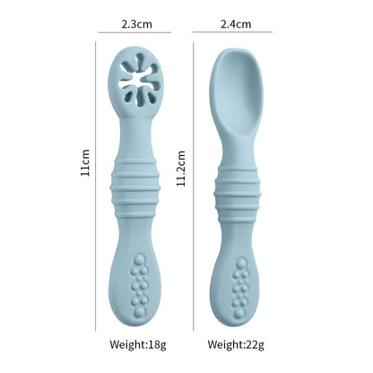 Silicone Baby Spoons 2Pc Set First Stage Self Feeding Training