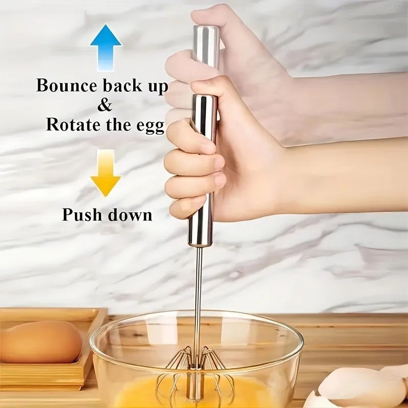 Stainless Steel Semi-Automatic Hand Press Rotary Mixer Kitchen Tool