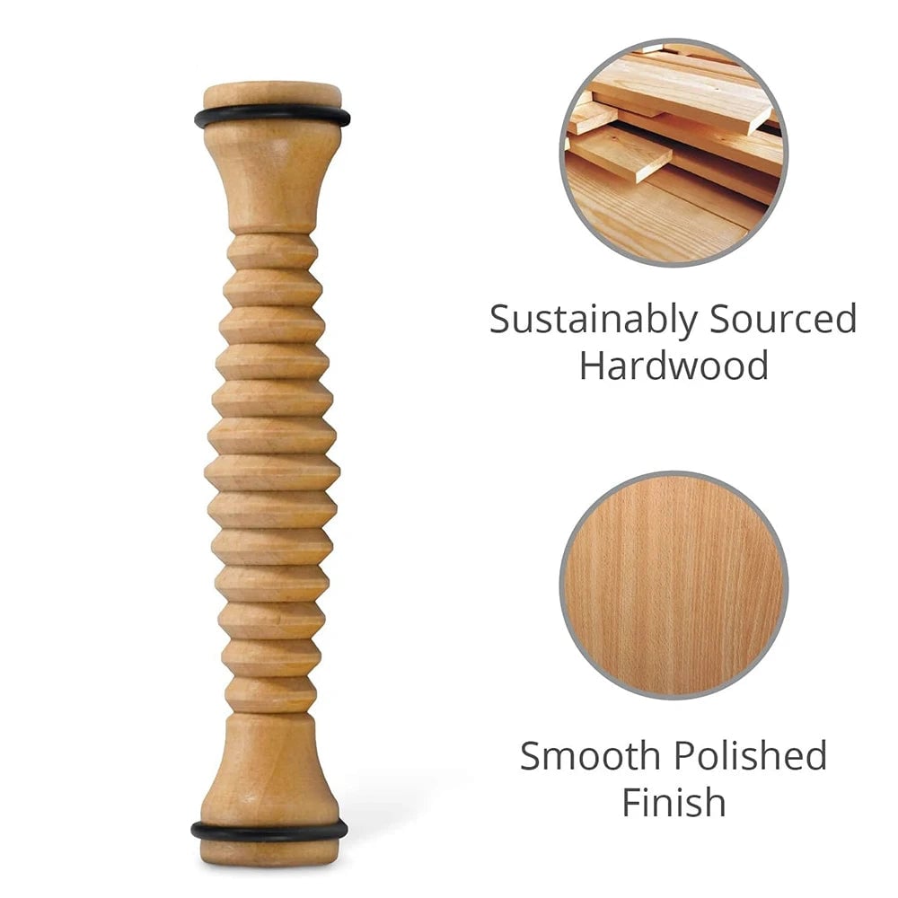 Wooden Foot Roller Massager for Plantar Fasciitis Relief & Stress
