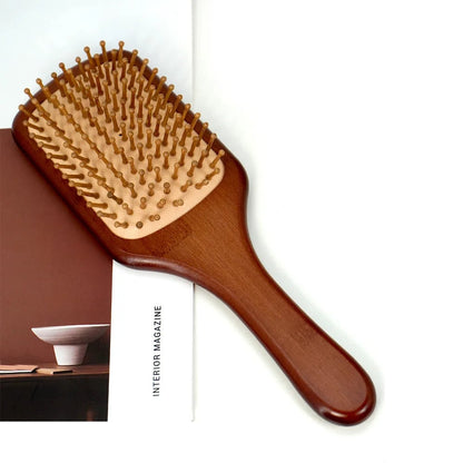 Bamboo Hair Brush Anti-Static Wooden Comb Air Cushion Detangler