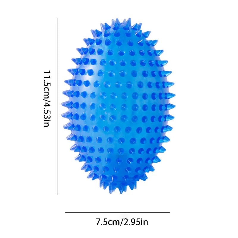 Chew Resistant Olive Spike Dog Ball - Squeaky Teeth Cleaning Toy