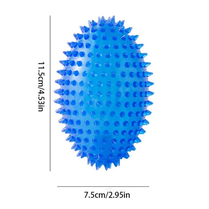 Chew Resistant Olive Spike Dog Ball - Squeaky Teeth Cleaning Toy