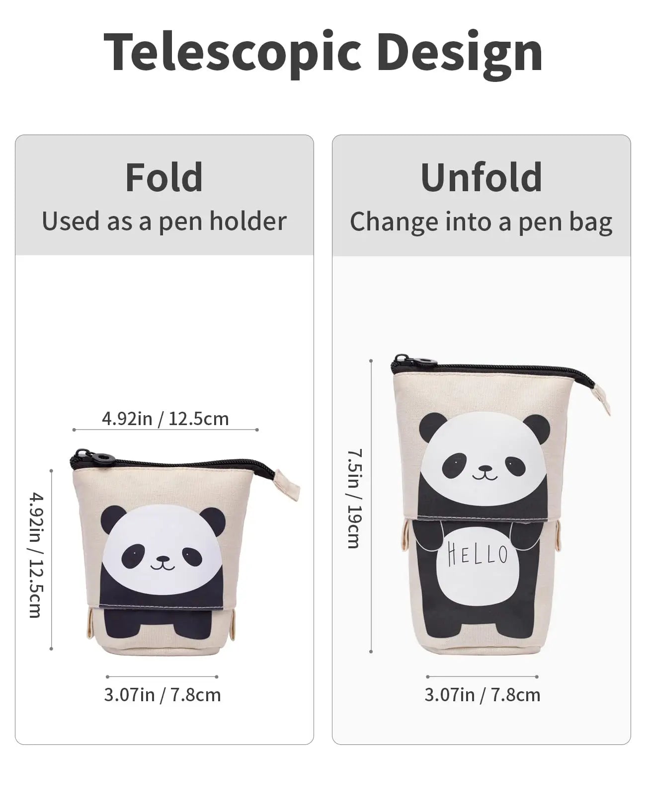 Telescopic Standing Pencil Case - Kawaii Spacious Portable Holder