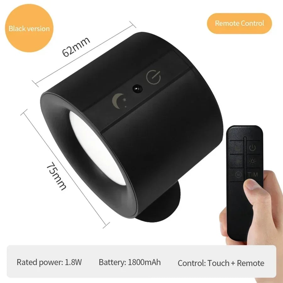 Magnetic LED Wall Lamp 360° Rotation Rechargeable Remote Control