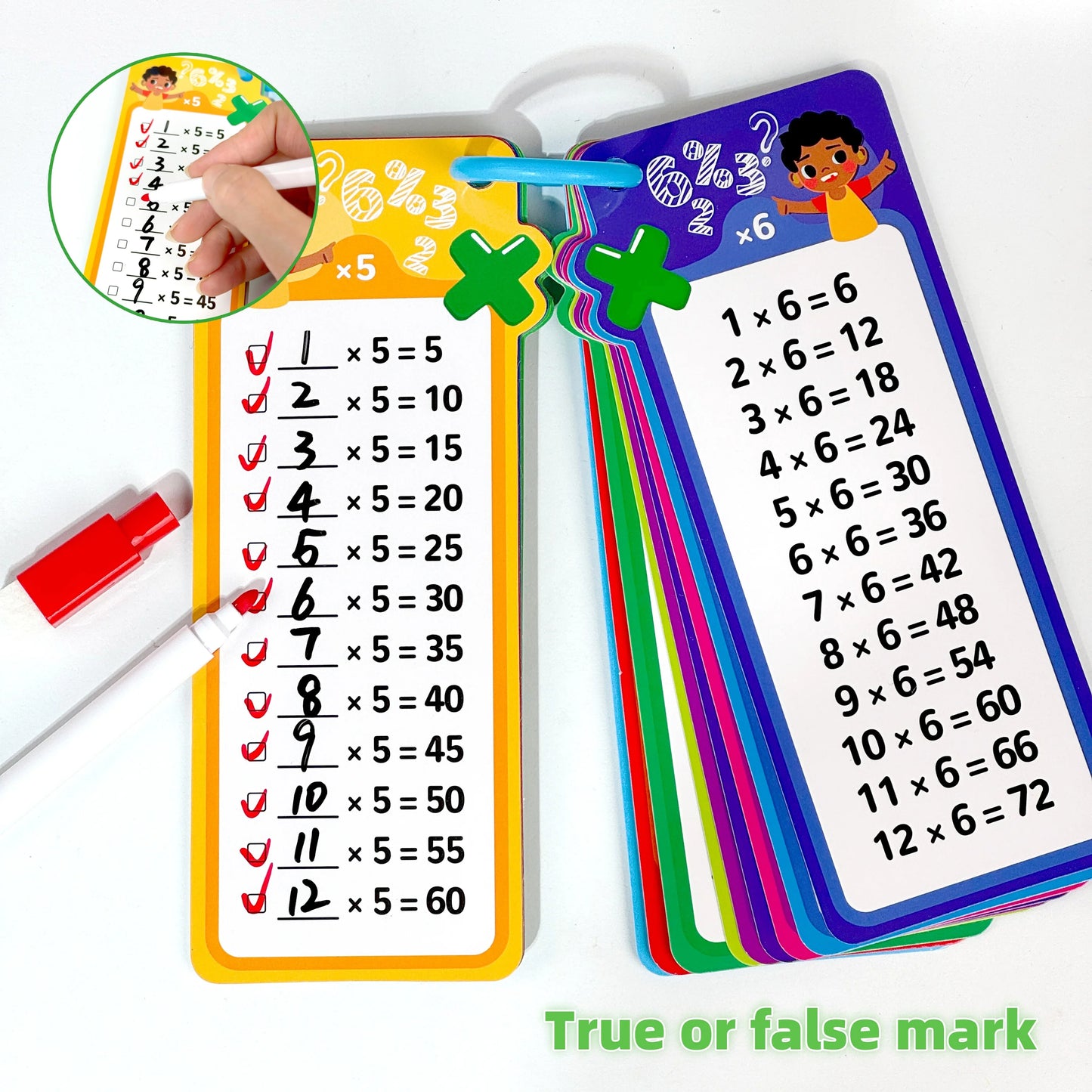 Digital Math Flash Cards 15-Card Set with 2 Erasable Pens Learning Kit