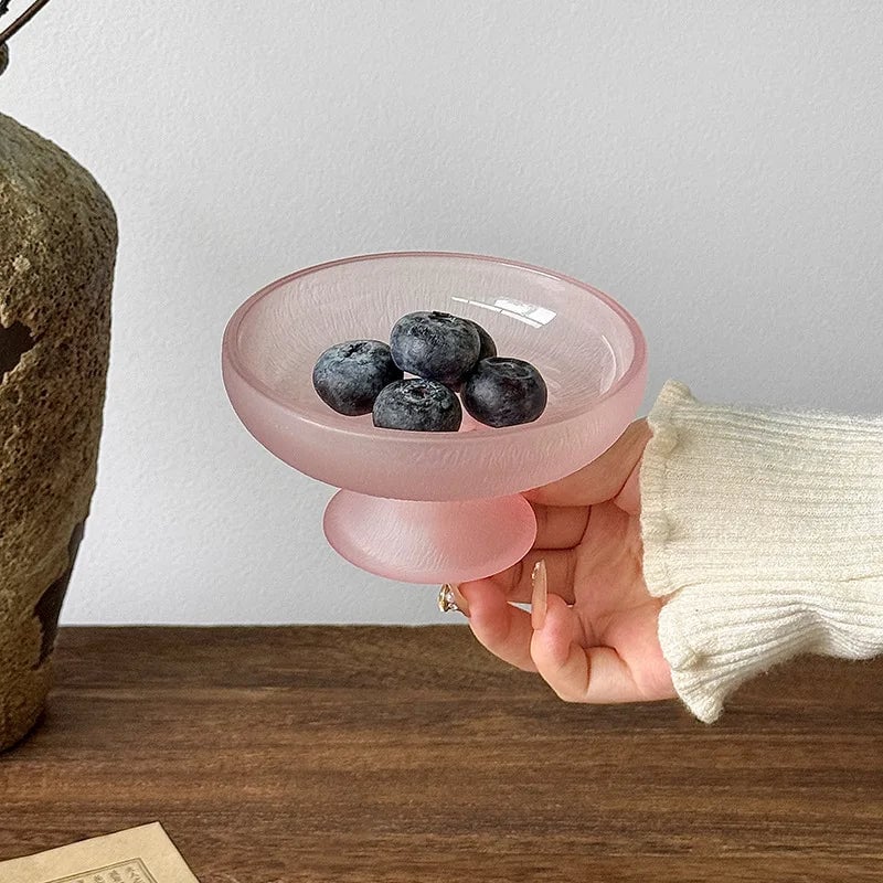 Glacier Glass High-Foot Fruit Plate - Small Exquisite Candy Snack Dish