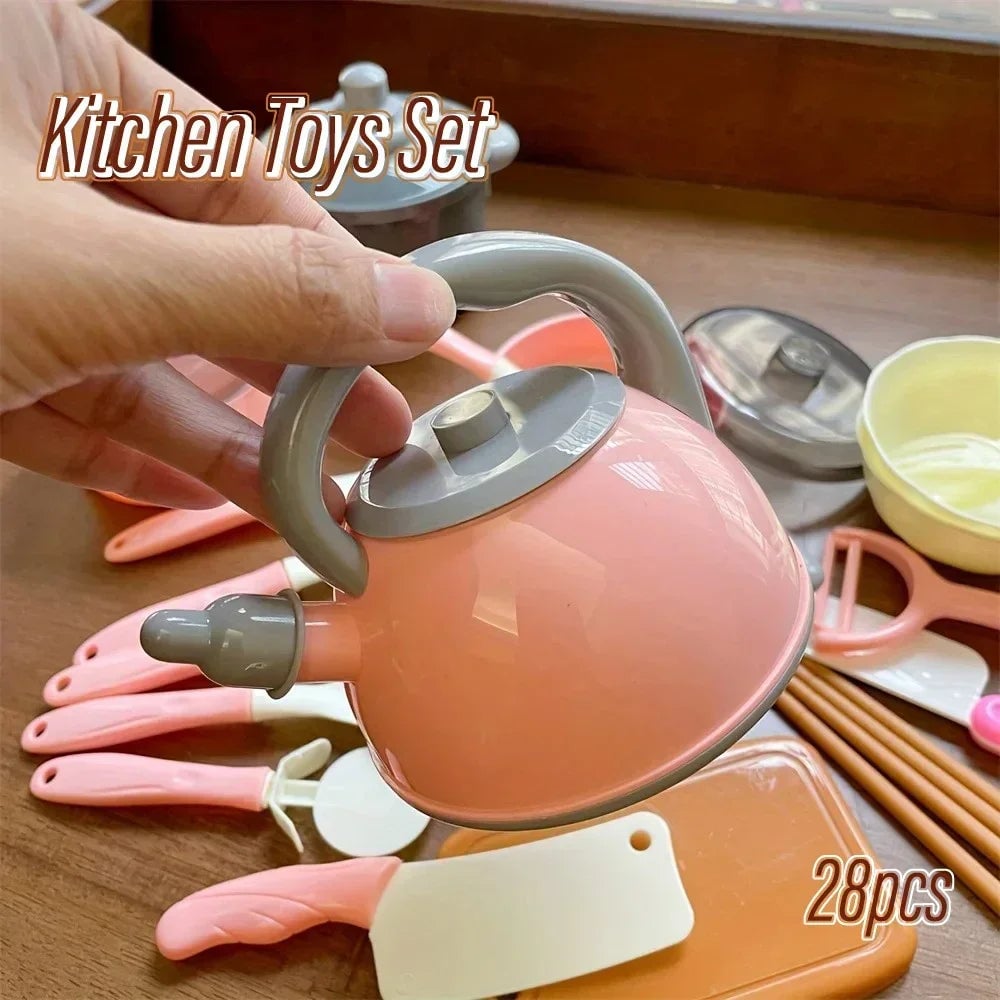 Kids Kitchen Play Set - Realistic Cooking Tools Role Play Toy Gift
