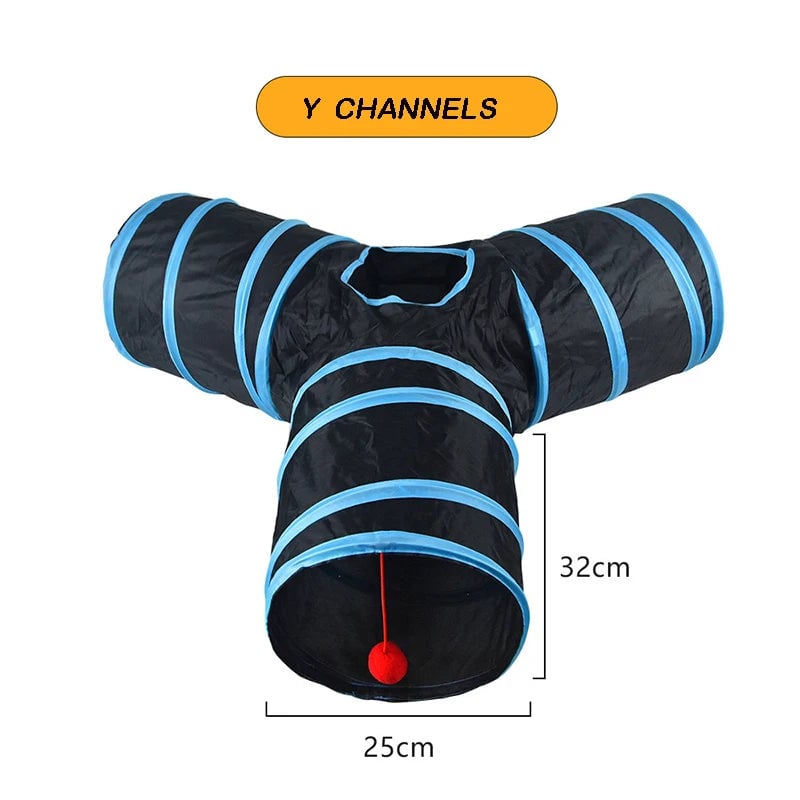 Foldable Cat Tunnel with Crinkle Paper - S Shape Play Tunnel