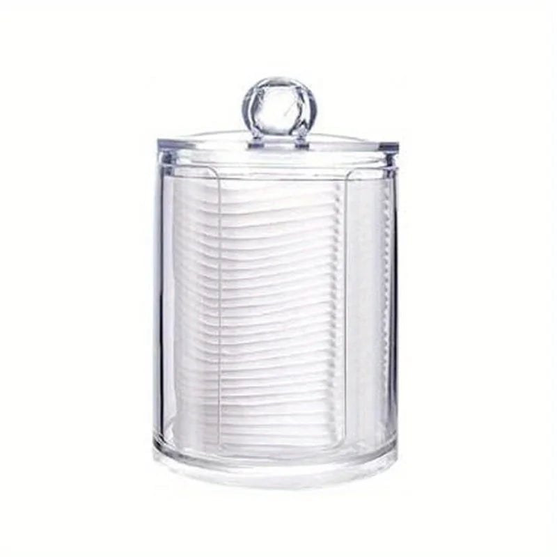 Clear Acrylic Round Makeup Organizer Cotton Pad Swab Holder 1-2Pcs